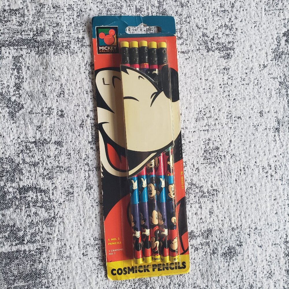 Mickey Unlimited Cosmick Sawdust Pencil Co 1995 Sealed Pencil Pack of Five